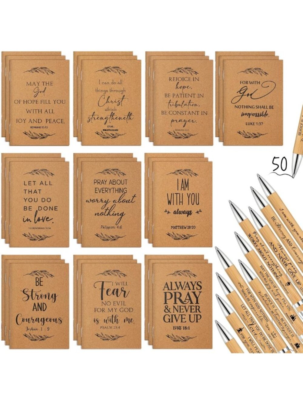 100 Pcs Christian Gift Set | Bible Verse Prayer Journals & Pens for Inspiration